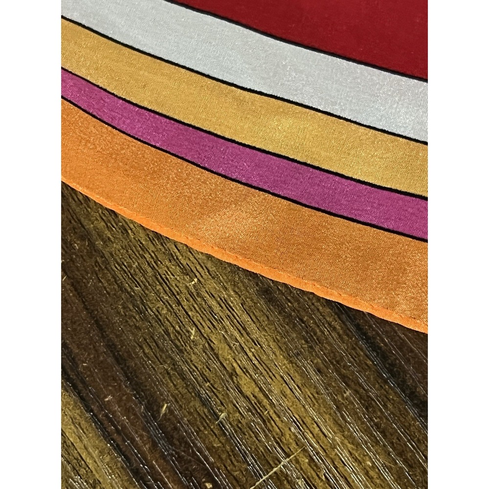 Vtg scarf 80s Adrienne Vittadini Colorful Silk Scarf 35.25" geometric - Picture 4 of 11